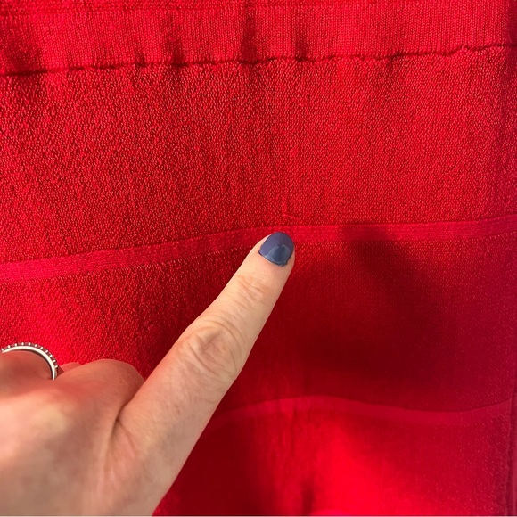 Lane Bryant 14/16 Red Ribbed Fit & Flare Sweater Dress Short Sleeve Scoop Neck - Picture 5 of 8